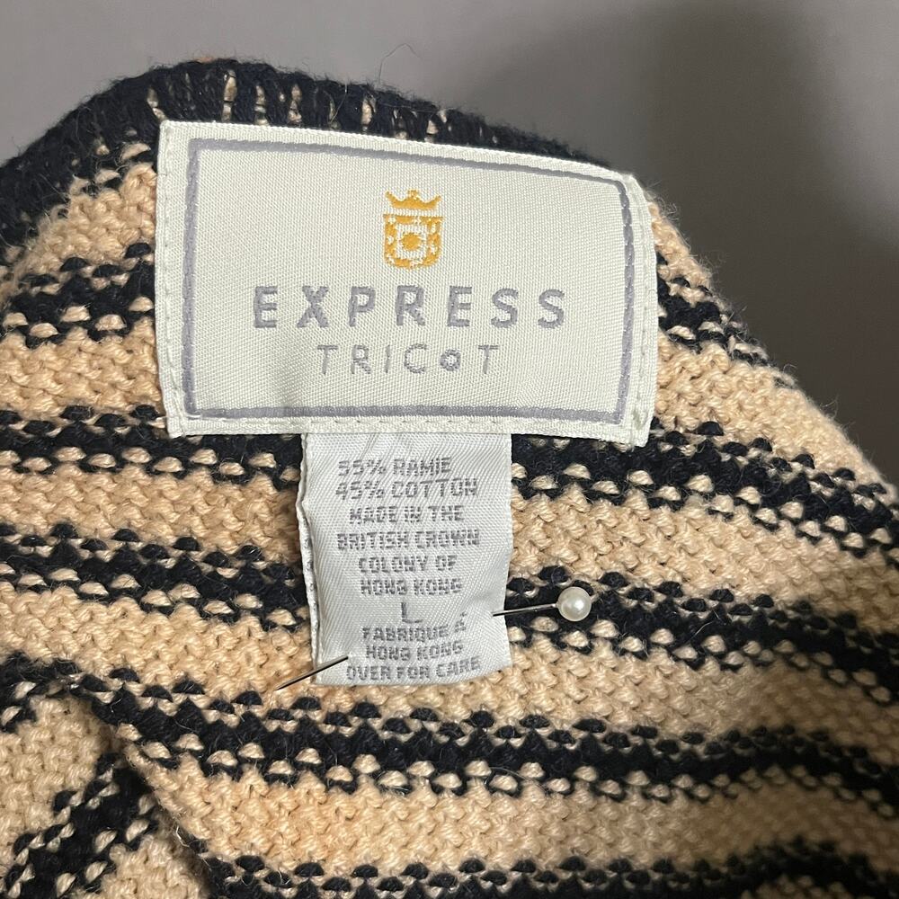 💫Express Tricot Women’s Cotton Ramie Striped Vest Sz-Large - Picture 6 of 7